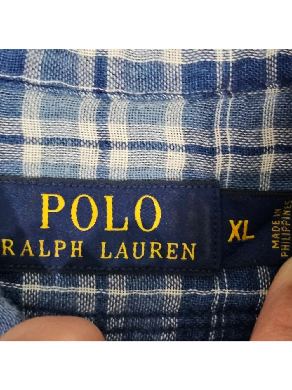 Polo Ralph Lauren Mens Blue Plaid Button-Up Shirt XL 100% Cotton Long Sleeve